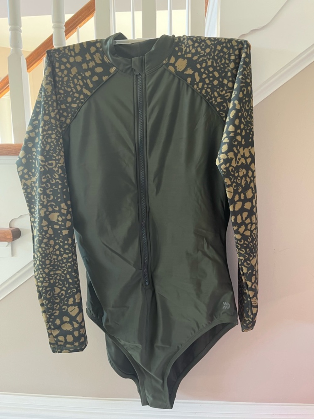 Target 🎯 Zip-Front Bodysuit Swimsuit with Leopard-Print Sleeves